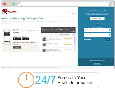 Patient portal preview showing health information dashboard